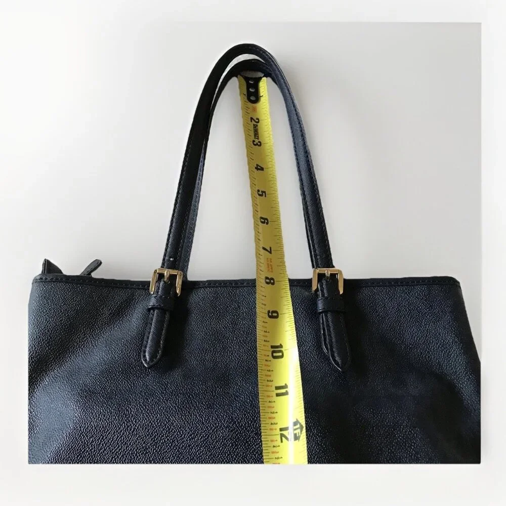 Michael Kors Jet set signature large‎ snap pocket tote Authentic Blue monogram